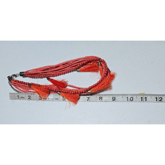 Boho Seed Beaded Chunky Necklace Multi Strand Layered Tassels Fashion Jewelry - Picture 5 of 6